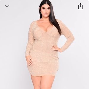 Nude/Silver Rhinestone Dress